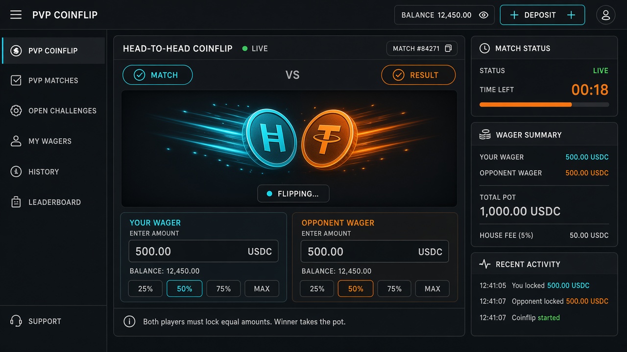 Head-to-head wager interface panel representing Stake.com